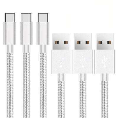 China Silver Nylon Braided Type C Cable MP3/MP4 Player Braid USB Cables for sale