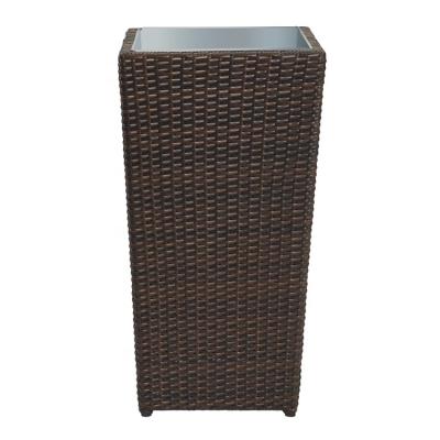 China Eco-friendly Outdoor Rattan Patio Garden Planter Wicker Flower Pot for sale