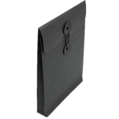 China Envelope Logo Color Printing Packing Packaging Customized Custom Business Cards Black Kraft Paper Envelope With Button String Closure for sale