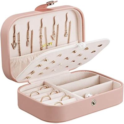China Jewelry Storge Box Women GirlJewelry Box Packaging PU Leather Portable Organizer Display Storage Holder Case Jewelry Travel Box Double Layers for sale