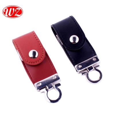 China Wholesale Promotional Leather Gifts 2.0 8GB 16GB 32GB Custom Logo Leather Key Chain High Speed USB Flash Drive for sale