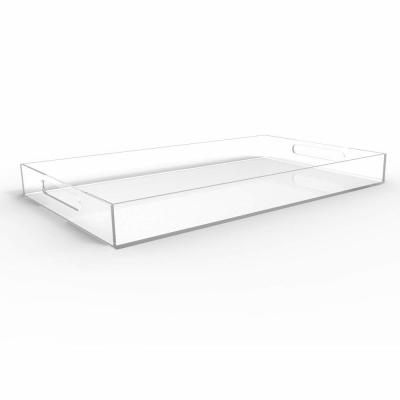 China Serviço acrílico claro multifuncional Tray With Handles 21.6x11.6x10cm à venda