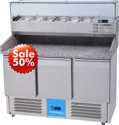 China Big Sale 50% off Curved Glass Stainless steel Pizza Prep Table For Cafe PZ903/330 for sale
