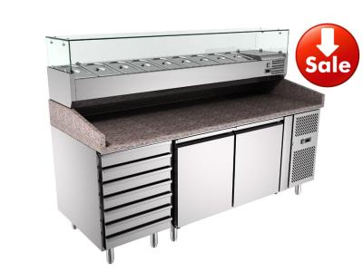 China 7 Drawers Pizza Prep Counter Height Adjustable , Pizza Prep Station PZ2610TN/380 for sale