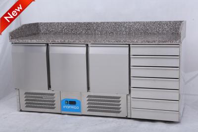 China 7 drawers and 3doors Stainless steel Salad Prep Table For Cafe PZ913(330) for sale