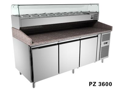 China S / S Shelf Pizza Prep Counter R134a PZ3600TN/380 , 3 Door Pizza Prep Table for sale