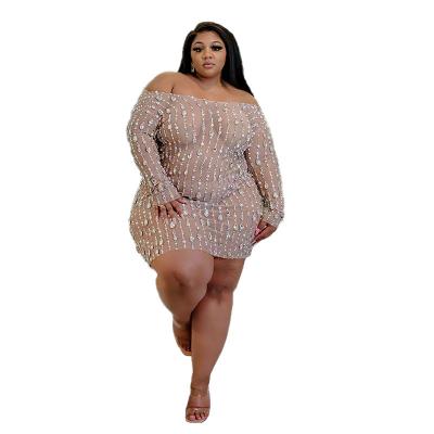 China Wholesale TRANSLUCENT Plus Size Women FashionShort Sleeves Dress Large Ladies Casual Dress for sale