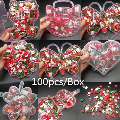 China Nail Art Decoration Wholesale Box 100pcs/Charm Christmas Nail Art Resin Press On Nails Mixed Designs Glitter Rhinestones for sale
