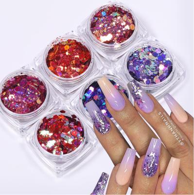 China Personal DIY Nail Art SHIZHIXIU 1 Box Purple Chameleon Nail Glitter Nail Laser Irregular Star Glitter Nail Mermaid Glitter Flakes for sale
