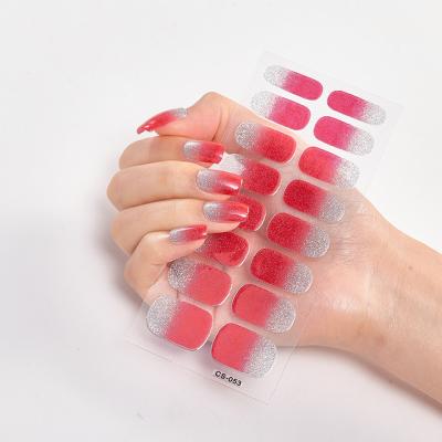China Glitter Glitter Nail Tips 2021 OEM Nail Polish Sticker Custom Nail Sticker Wrap 100% Nail Polish Strips Real for sale