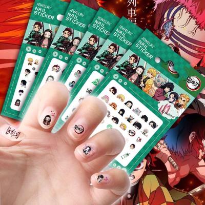 China Nail Cosmetics 2021 New Anime Demon Slayer Kids Cheerful Cute Press On Nail Stickers Cartoon Nail Art Stickers Decals for sale