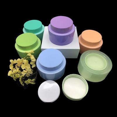 China 30g 50g 100g 150g Cosmetic Round Shape PP Colored Jars Elegant Empty Cream Container / Jars With Lid for sale