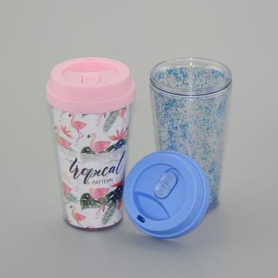 China Reusable Automatic Coffee Mug Silicone 14oz Coffee Insulated Plastic Tumbler Cups Travel Mug for sale