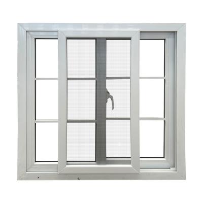 Cina Finestre in UPVC di design europeo con doppio vetro Finestra scorrevole in PVC con disegno di griglia personalizzato in vendita
