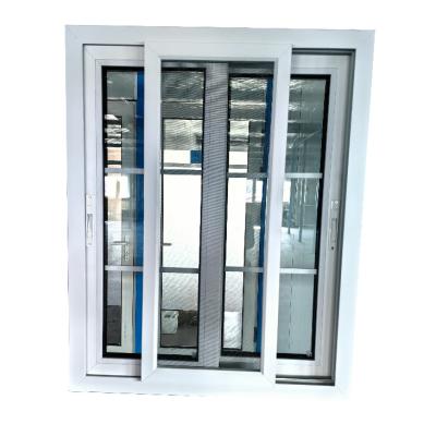 China PVC-schuifvensters Grill Design Grote orkaan impact vensters Eenvoudige dubbele beglazing Schuifvensters Te koop