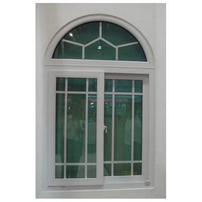 China Arch Window Design PVC UPVC Schuifvensters Schuifvensters Met Grill Te koop