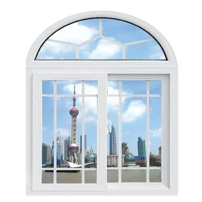 China Arch Window Grill Design PVC UPVC Schuifvensters Schuifvensters Met Grill Te koop