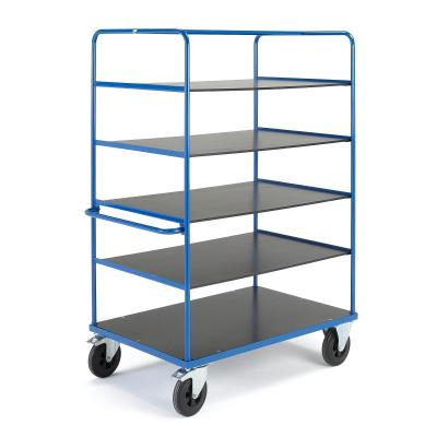 China Metal Fab 600KGS 5 Tier Storage Trolley Rubber Wheels With Brake for sale