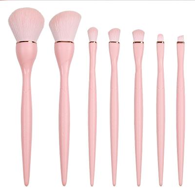 China Angular Blush Anzini 7 PCS black or pink soft fiber bristles Factory Direct Customized Logo Makeup Brush Set for sale