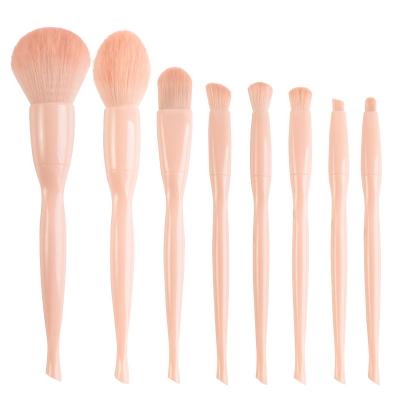 China Angular Blush Anzini 7 pcs High quality plastic pattern Soft bristles Factory direct sale customized logo makeup brush set for sale