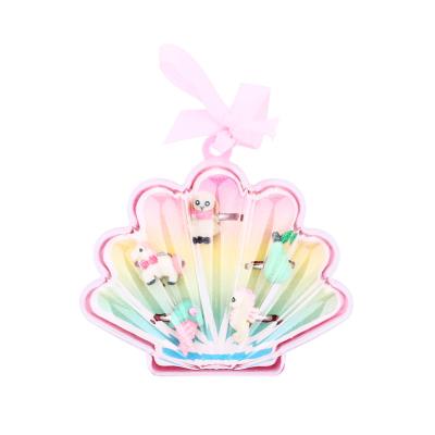 China Whole Jewelry Shell Plastic Box Rainbow Kids Small Ring Resign Lovely Children Rings High Quality Sale Cartoon Design 5Pcs For One Set for sale