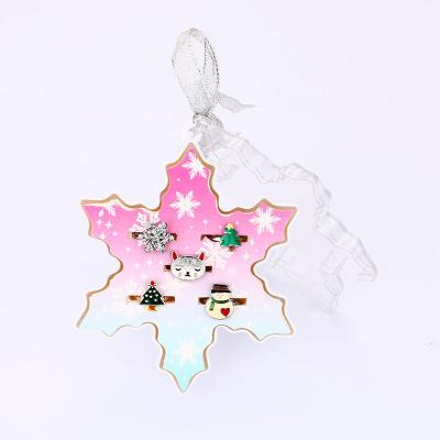 China High Quality Top Selling 5Pcs Snowflake Ring Set Jewelry Set Christmas Children's Day Gift Children Shape Jewelry Set for sale