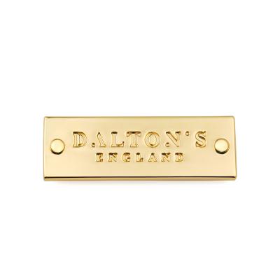 China Handbag Hardware Custom Engraved Metal Die Cast Logo Plate With Debossed Tag And Screw for sale