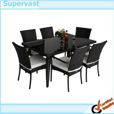 China A conversação de vime moderna ajustou a mesa de jantar e cadeiras de vime do pátio da resina do PC 7 à venda