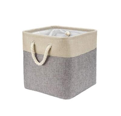 China Sustainable Collapsible Collapsible Decorative Canvas Oxford Storage Basket Trash Bin Organizer for sale