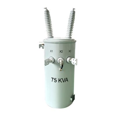 China 75KVA Single Phase Pole Mounted Transformer Oil Liquid 34500V To 120V for sale