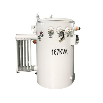 China 167kva Single Phase Pole Mounted Transformer CSP Type oil immersed distribution Step Down 4160v To 480v for sale