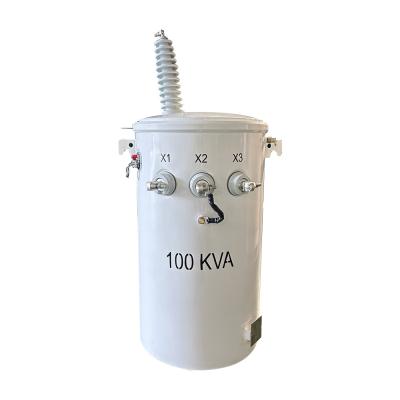 China 100KVA Single Phase Power Pole Transformer Oil Type Dual Winding 34.5KV To 120V for sale
