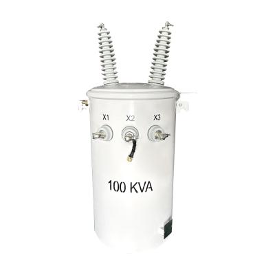 China 100KVA Single Phase Pole Overhead Distribution Transformer Oil Immersed 34500V To 120V for sale