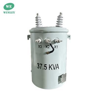 China 37.5kva Single Phase Pole Mounted Electrical Transformer Onan 4160V To 480V ANSI for sale