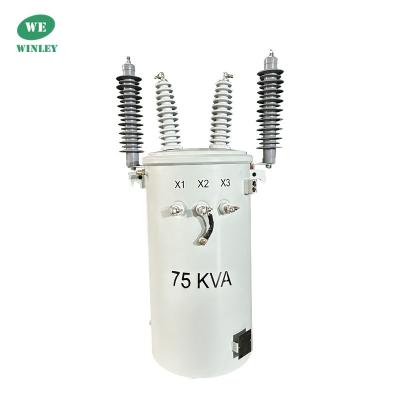 China 75kva Pole Mounted Transformer Oil Immersed 22860V Electrical Power Transformer for sale