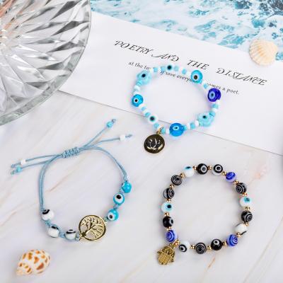 China CLASSIC Polymer Clay Heishi Disc Femme Bohemia Bracelets For Women Boho Knit Evil Beaded Jewelry Bracelet for sale