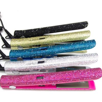 China Wholesale new design safety private label diamond flat iron plancha de cabello bling hair straightener for sale