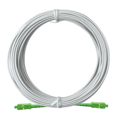 China FTTX FTTH 3.0MM Shielded SC APC Patch Tie Down Single Mode Simplex G657A1 LSZH White Cable for sale