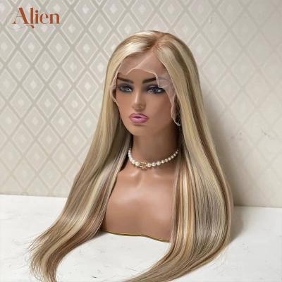 China Wholesale Cuticle Aligned 18 inch Highlight Wig Human Hair Lace Front HD Transparent Lace Frontal Human Hair Wig for sale