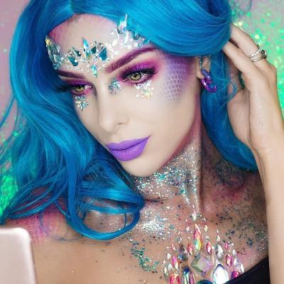 China DONGYEA EDM Electronic Music Carnival Face Temporary Eyebrows Stickers Acrylic Drill Stickers Show Makeup Trunk Stickers for sale