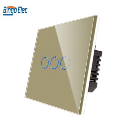 China Tuya Wifi Smart Home Wall Power Touch Switch Panel Tempered Glass Panel Single Response Waterproof Fast Speed Live Wire 3 Band 1 Way 1 for sale