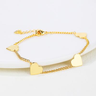 China Lucky Silver 18k Gold Plated Jewelry High Quality Gold Plated Heart Shaped Bracelet Gift Accessories for sale