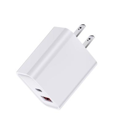 China New High Speed Dual Port USB C Power Adapter PD 20W Type C Plug Cube USB-C Adapter Fast Charger Into USB Charger for sale