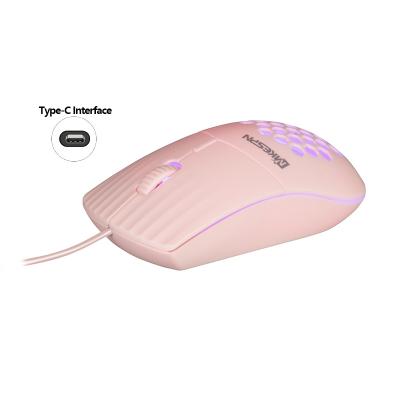 China RGB Backlit Type-C Mouse Wired Honeycomb Hole 1600 DPI RGB Backlit Mouse Speed 3 DPI for sale