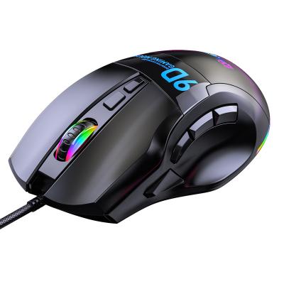 China 9D Human Ergonomic Full Speed Programmable Macro Game Mouse USB Wired RGB Backlight Optical Ergonomic Gaming Mouse for sale