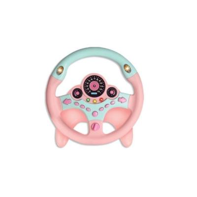 China Rotate 360 degrees of electric steering wheel toys other to pretend play to rotate 360 degrees of study driver pink yellow to simulate toy with buttons for sale