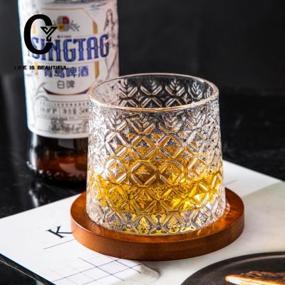 China Rotating Revolving Whiskey Glasses Rotate 360 Degree Drop Glass Mug Old-fashioned Whiskey Glass Cup Not for sale