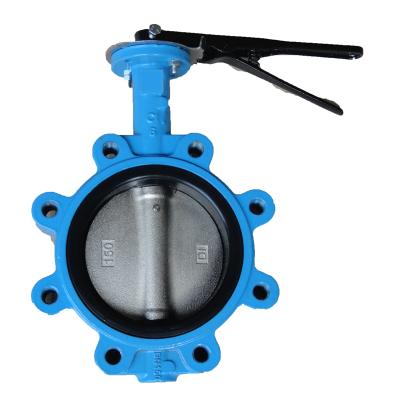China GGG50 dn150 malleable iron/cast iron hand lever operated hook type water butterfly valve for cement DI /CI BODY for sale