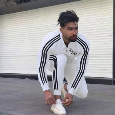 China Wholesale Autumn and winter men's fitness antibacterial training tracksuits running casual men's two-piece cardigan sports three-bar suit for sale