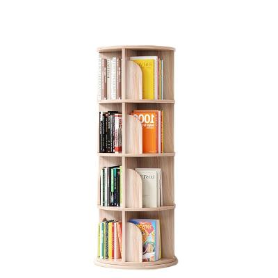 China Rotate 360 Degree New Customs 2021 Solid Wood Revolving Bookcase Furniture Pine Shelf for sale